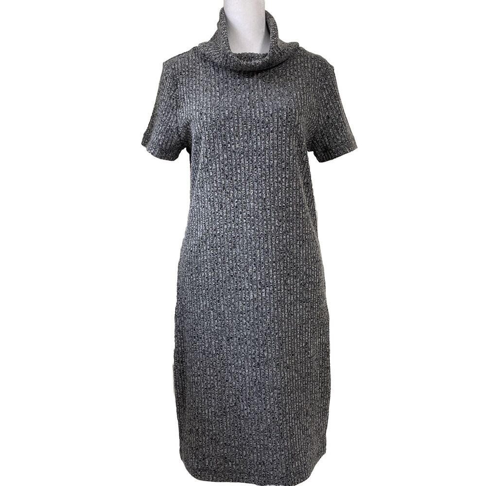 Lark and Ro Sweater Dress Knit Ribbed Short Sleeve Cowl Neck Large New w/o Tag - Picture 1 of 8